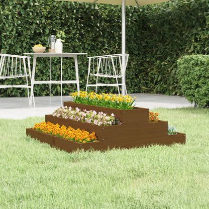 vidaXL Jardinière Bois de pin massif Marron miel 80x80x27 cm