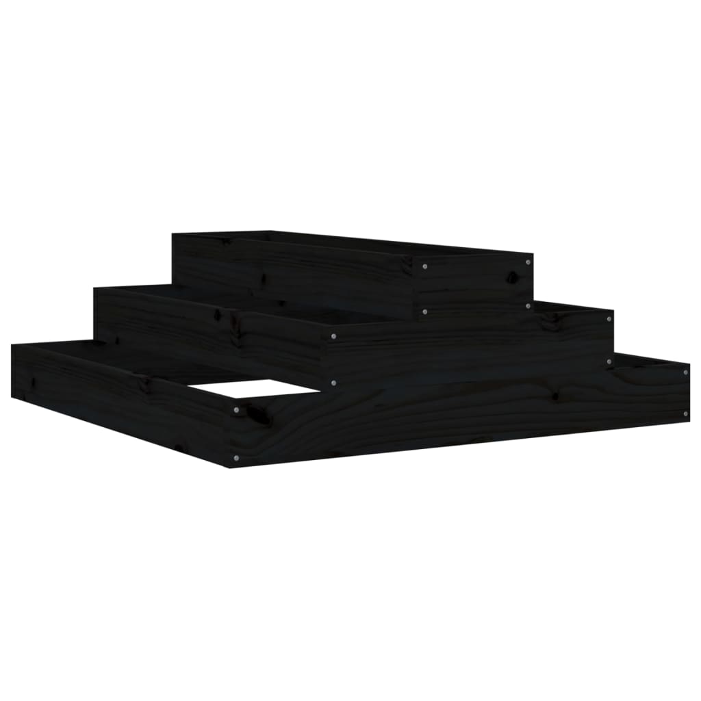 vidaXL Jardinière noire 80x80x27 cm en pin massif