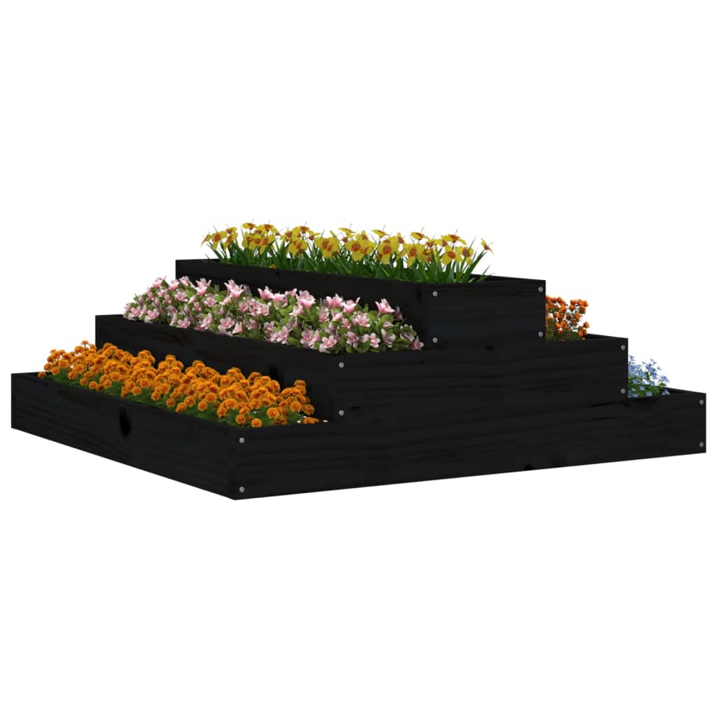 vidaXL Jardinière noire 80x80x27 cm en pin massif