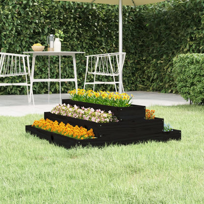 vidaXL Jardinière noire 80x80x27 cm en pin massif