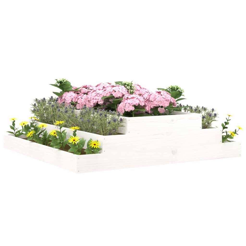vidaXL Jardinière blanche 110x110x27 cm Bois de pin massif
