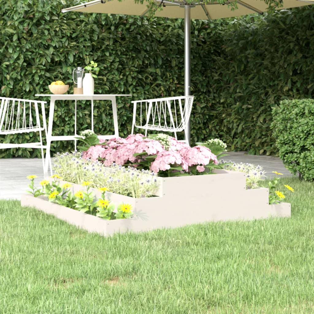vidaXL Jardinière blanche 110x110x27 cm Bois de pin massif