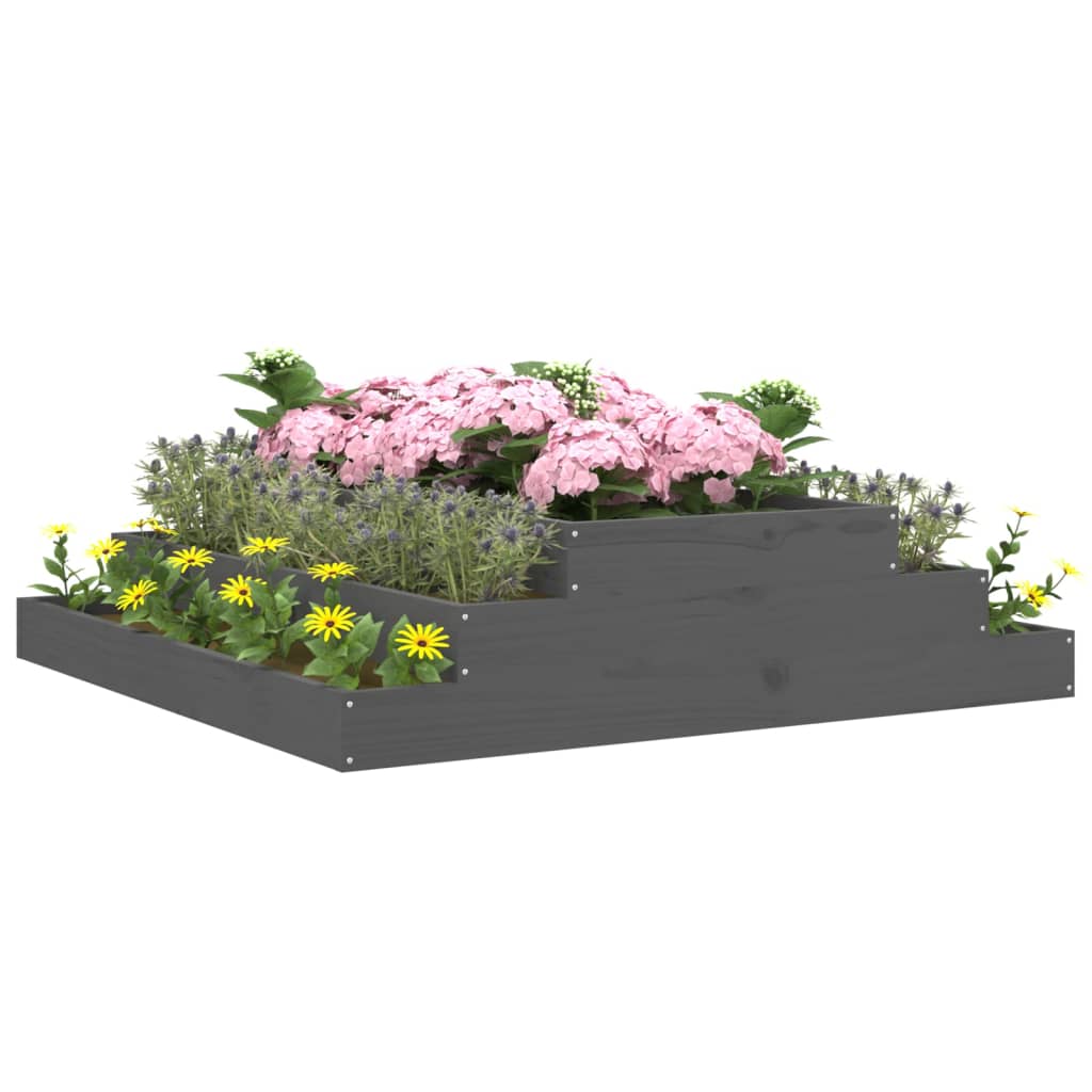 vidaXL Jardinière Gris 110x110x27 cm Bois de pin massif