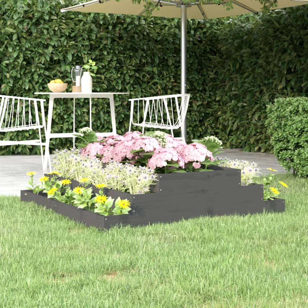 vidaXL Jardinière Gris 110x110x27 cm Bois de pin massif