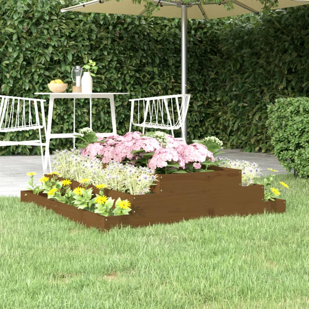 vidaXL Jardinière Bois de pin massif Marron miel 110x110x27 cm