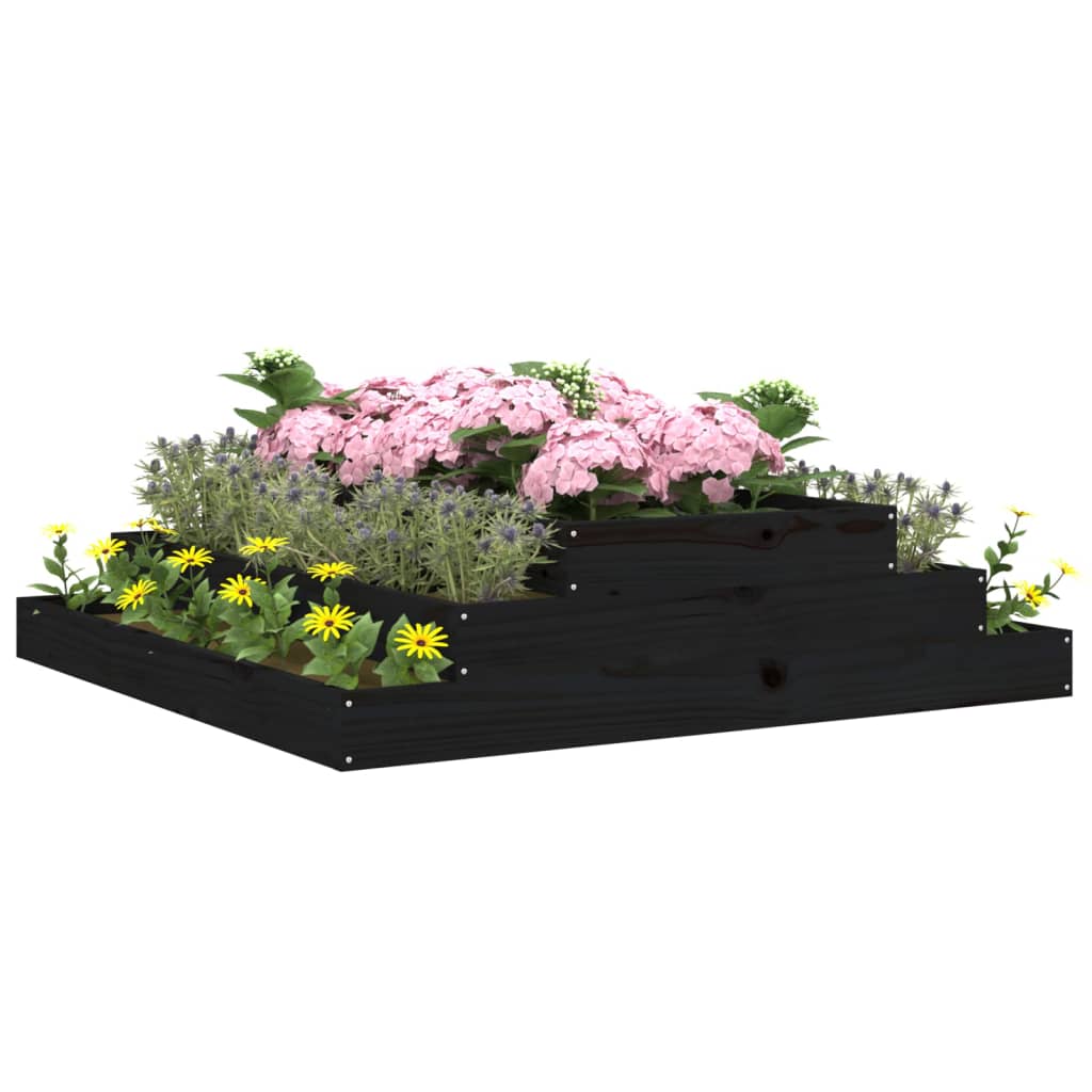 vidaXL Jardinière noire 110x110x27 cm Bois de pin massif
