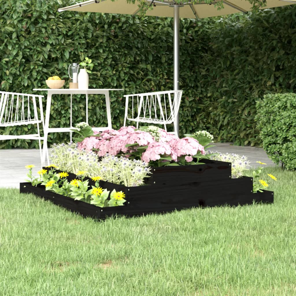 vidaXL Jardinière noire 110x110x27 cm Bois de pin massif