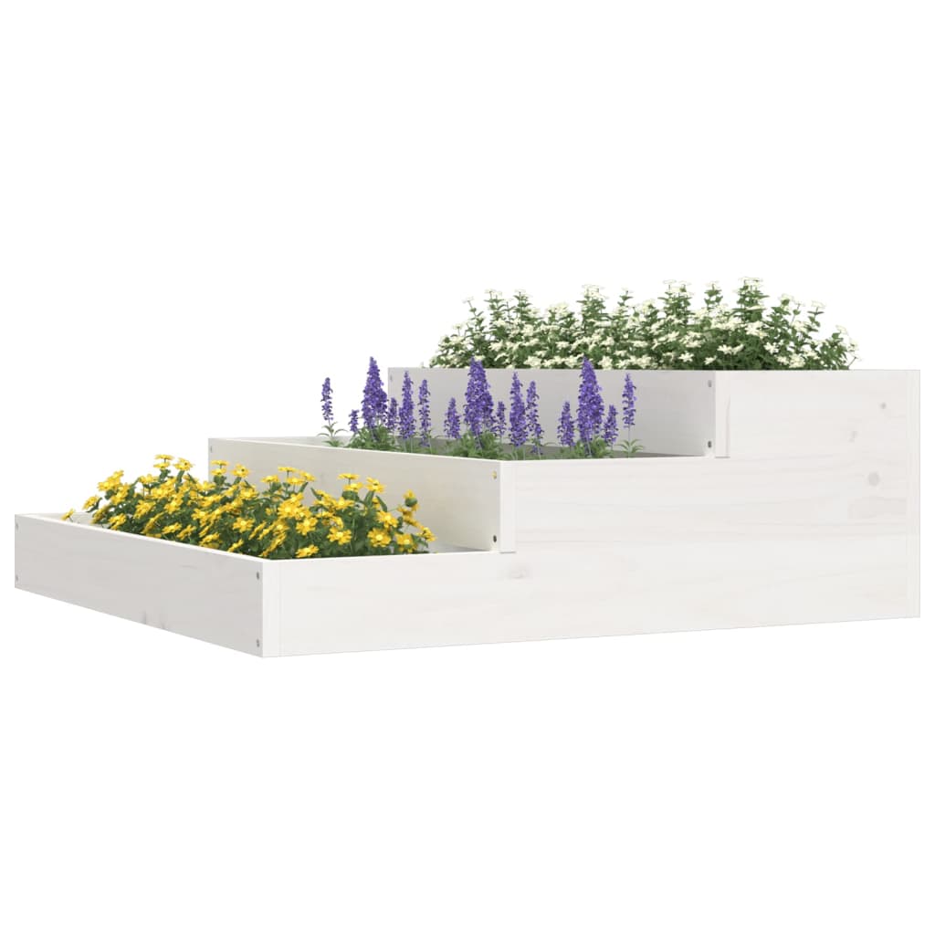vidaXL Jardinière Blanc 78x78x27 cm Bois de pin Massif
