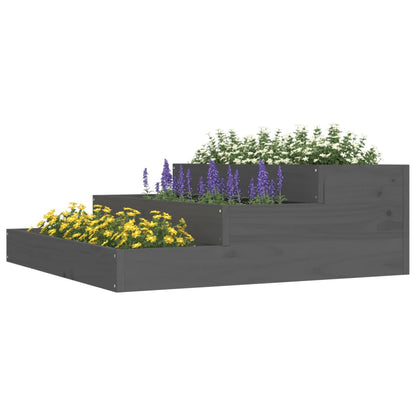 vidaXL Jardinière Gris 78x78x27 cm Bois de pin massif