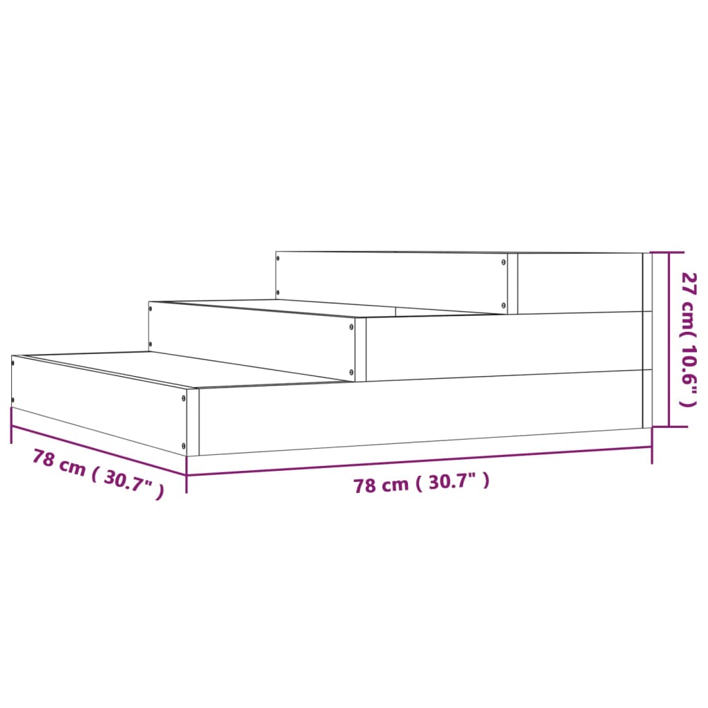 vidaXL Jardinière Gris 78x78x27 cm Bois de pin massif