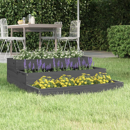 vidaXL Jardinière Gris 78x78x27 cm Bois de pin massif