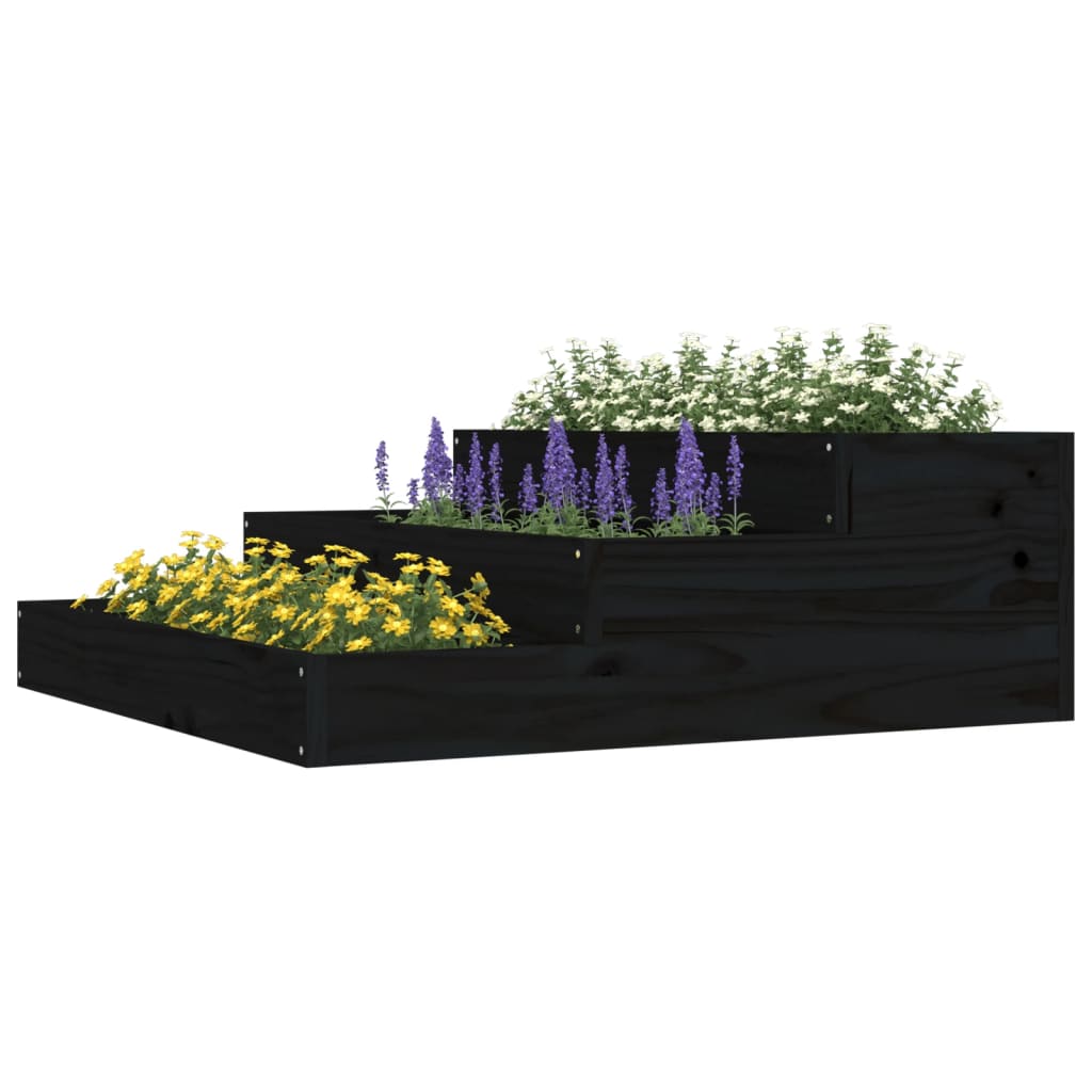 vidaXL Jardinière noire 78x78x27 cm en pin massif