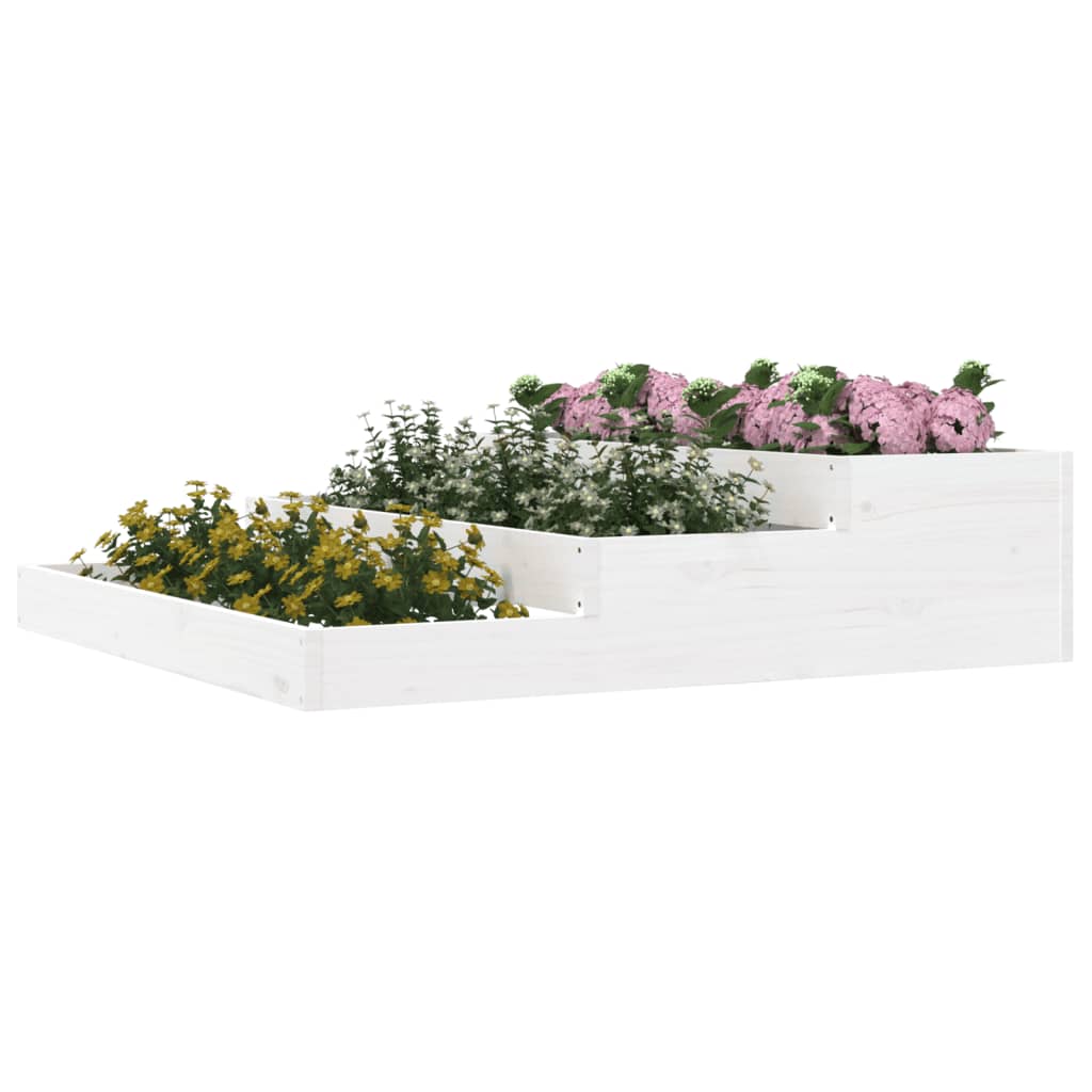 vidaXL Jardinière blanche 107x107x27 cm en bois de pin massif