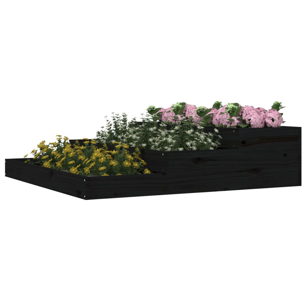 vidaXL Jardinière noire 107x107x27 cm Bois de pin massif