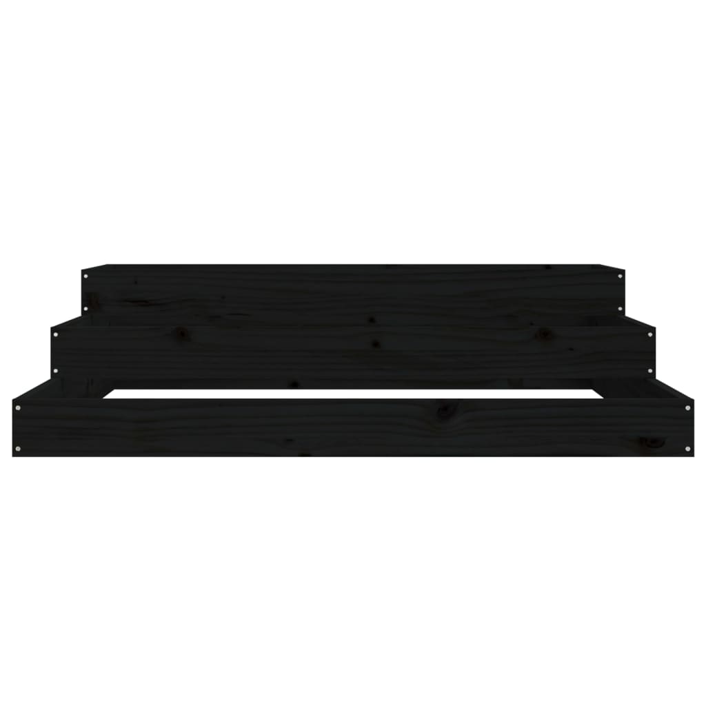 vidaXL Jardinière noire 107x107x27 cm Bois de pin massif