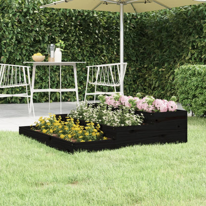 vidaXL Jardinière noire 107x107x27 cm Bois de pin massif