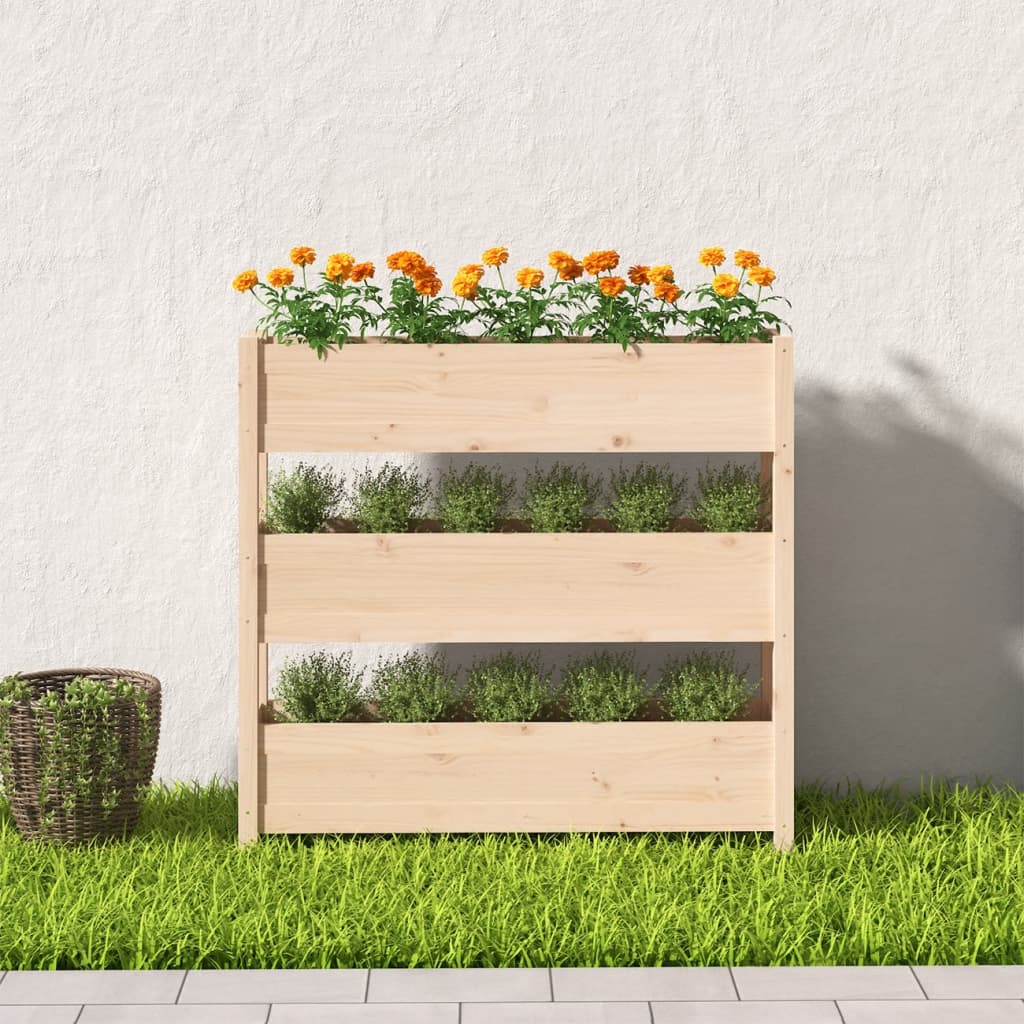 vidaXL Jardinière 112x25x104,5 cm Bois de pin massif
