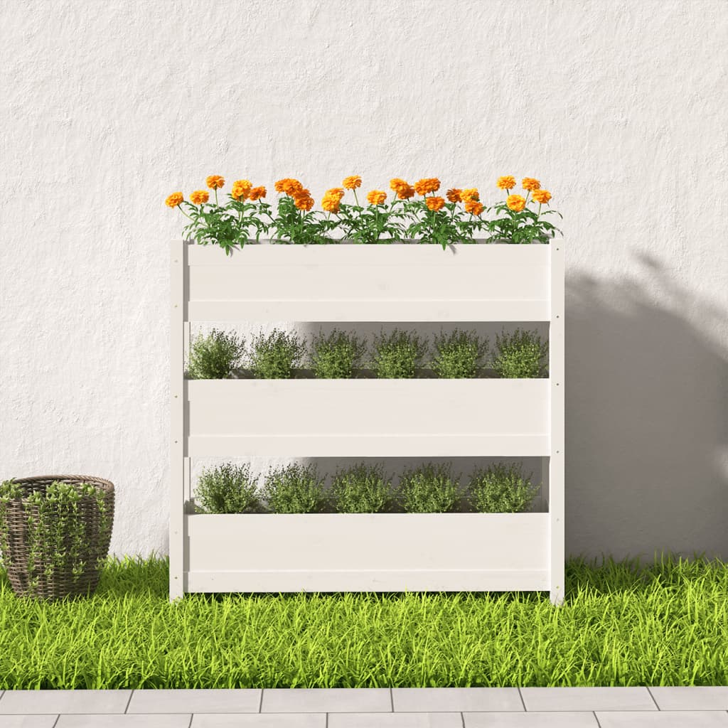 vidaXL Jardinière Blanc 112x25x104,5 cm Bois de pin massif
