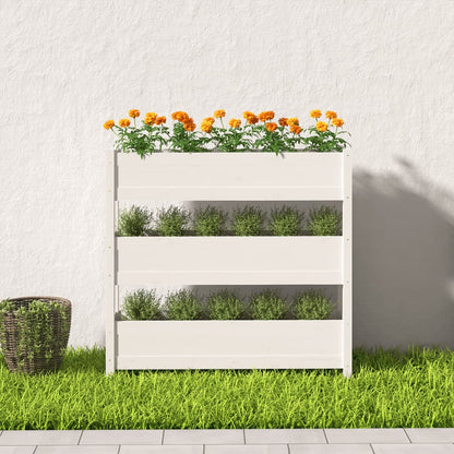 vidaXL Jardinière Blanc 112x25x104,5 cm Bois de pin massif