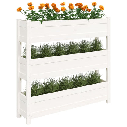 vidaXL Jardinière Blanc 112x25x104,5 cm Bois de pin massif