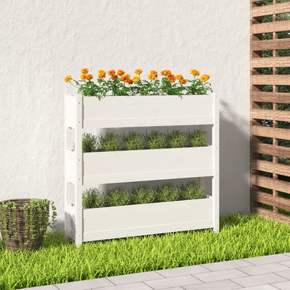 vidaXL Jardinière Blanc 112x25x104,5 cm Bois de pin massif