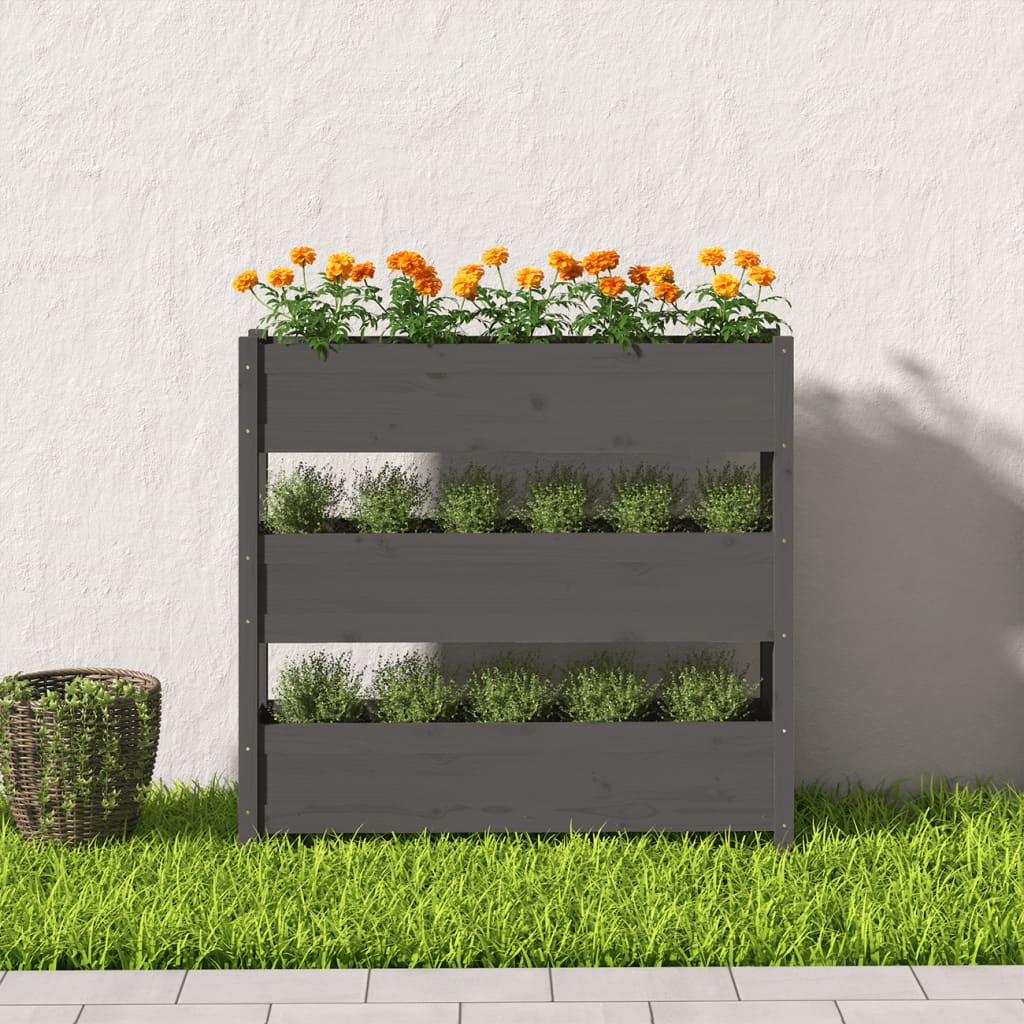 vidaXL Jardinière grise 112x25x104,5 cm en pin massif