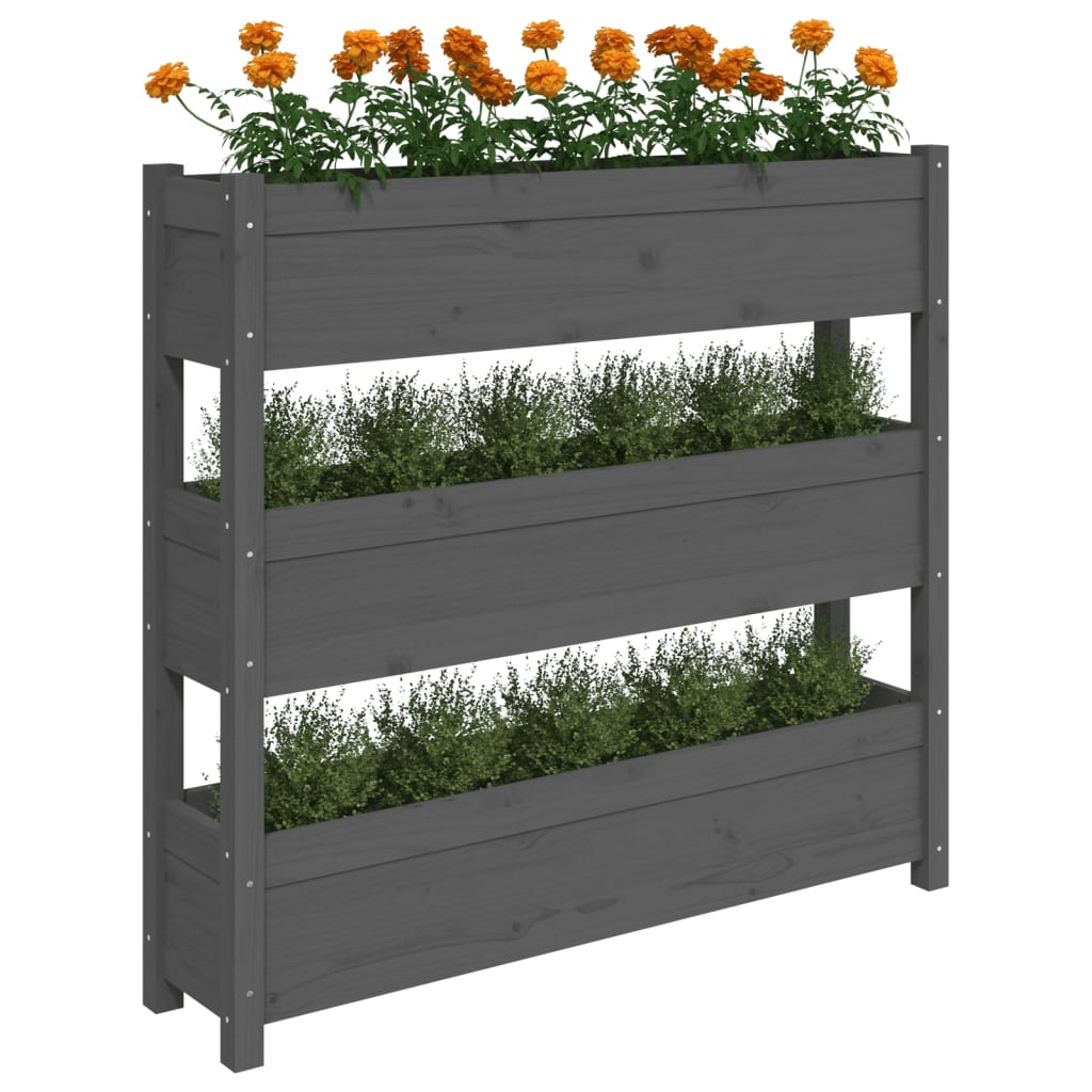 vidaXL Jardinière grise 112x25x104,5 cm en pin massif