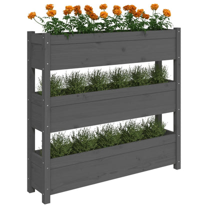 vidaXL Jardinière grise 112x25x104,5 cm en pin massif
