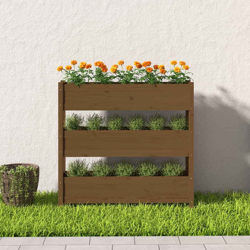 vidaXL Jardinière Bois de pin massif Marron miel 112x25x104,5 cm
