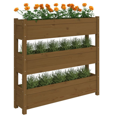 vidaXL Jardinière Bois de pin massif Marron miel 112x25x104,5 cm