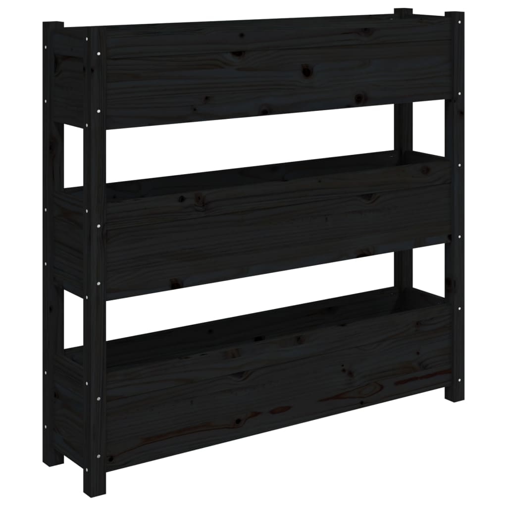 vidaXL Jardinière noire 112x25x104,5 cm Bois de pin massif