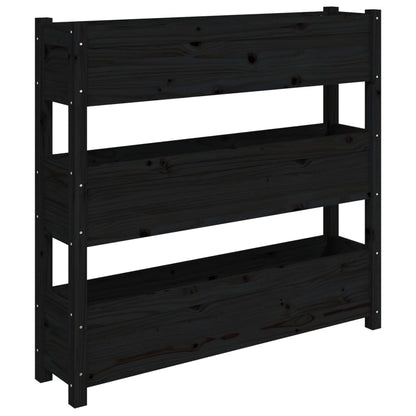 vidaXL Jardinière noire 112x25x104,5 cm Bois de pin massif