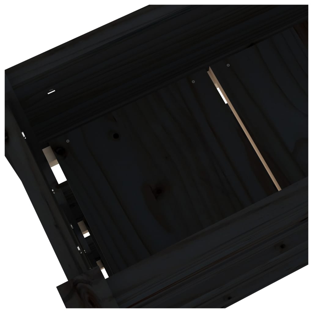 vidaXL Jardinière noire 112x25x104,5 cm Bois de pin massif