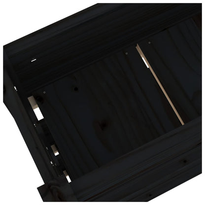 vidaXL Jardinière noire 112x25x104,5 cm Bois de pin massif