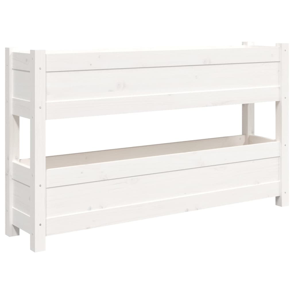 vidaXL Jardinière blanche 112x25x66 cm Bois de pin massif