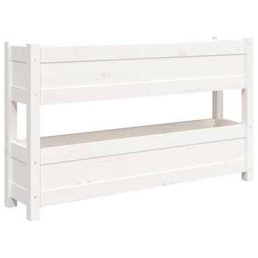 vidaXL Jardinière blanche 112x25x66 cm Bois de pin massif