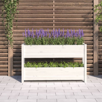 vidaXL Jardinière blanche 112x25x66 cm Bois de pin massif