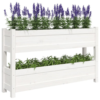 vidaXL Jardinière blanche 112x25x66 cm Bois de pin massif