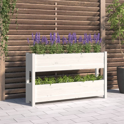 vidaXL Jardinière blanche 112x25x66 cm Bois de pin massif