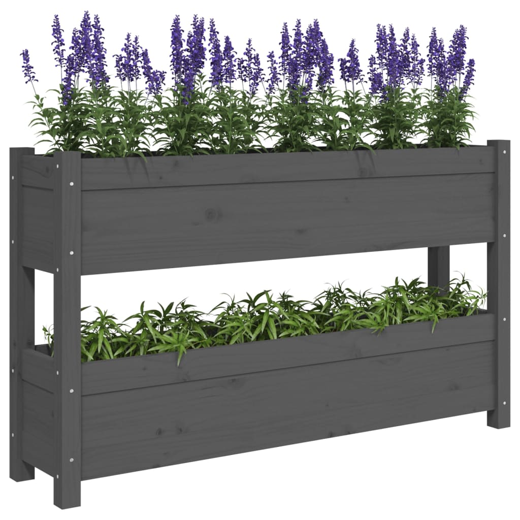 vidaXL Jardinière Gris 112x25x66 cm Bois de pin massif