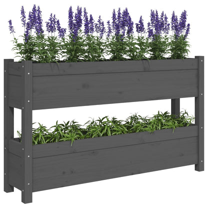 vidaXL Jardinière Gris 112x25x66 cm Bois de pin massif