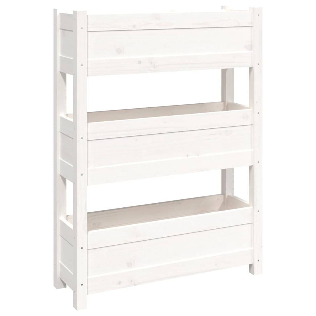 vidaXL Jardinière Blanc 77x25x104,5 cm Bois de pin massif