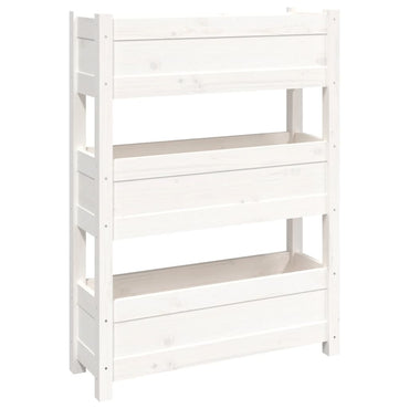 vidaXL Jardinière Blanc 77x25x104,5 cm Bois de pin massif