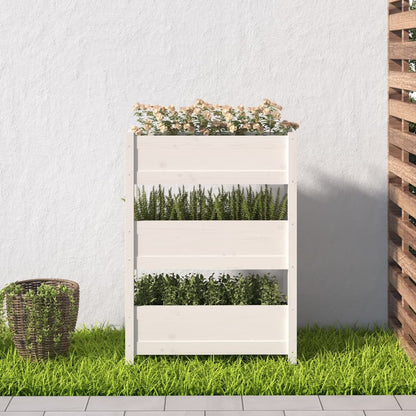 vidaXL Jardinière Blanc 77x25x104,5 cm Bois de pin massif