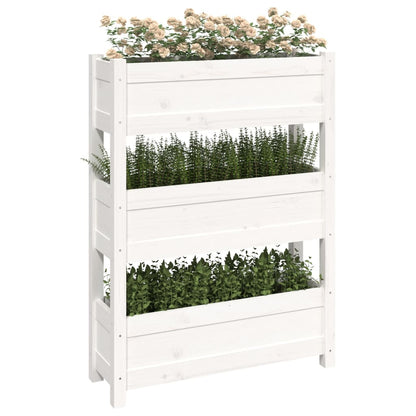 vidaXL Jardinière Blanc 77x25x104,5 cm Bois de pin massif