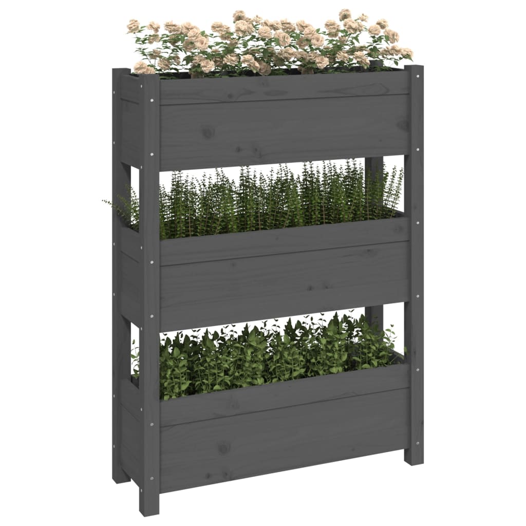 vidaXL Jardinière grise 77x25x104,5 cm en pin massif