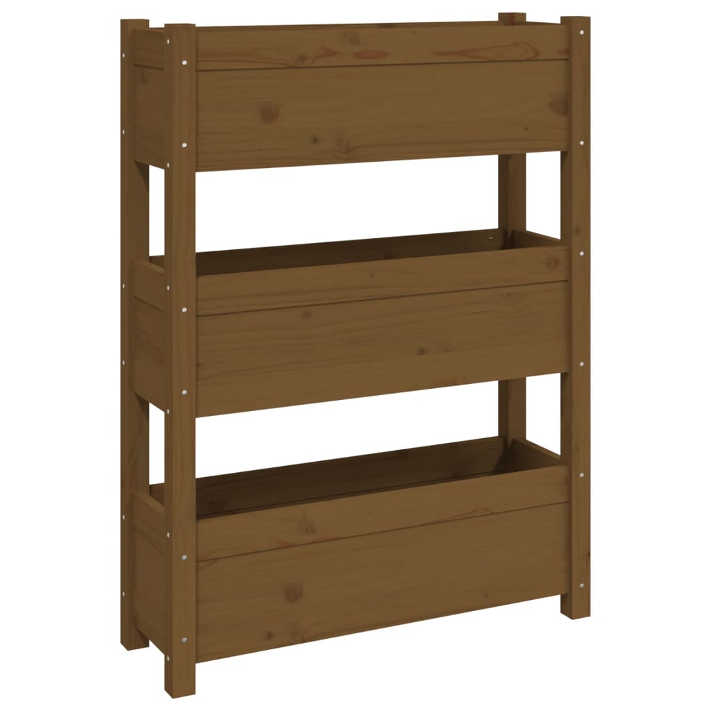 vidaXL Jardinière Bois de pin massif Marron miel 77x25x104,5 cm