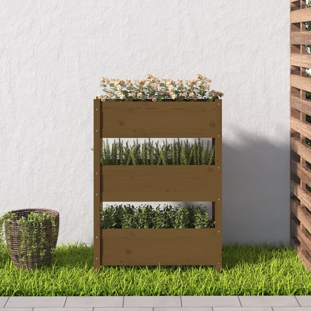 vidaXL Jardinière Bois de pin massif Marron miel 77x25x104,5 cm