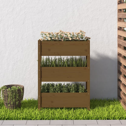 vidaXL Jardinière Bois de pin massif Marron miel 77x25x104,5 cm