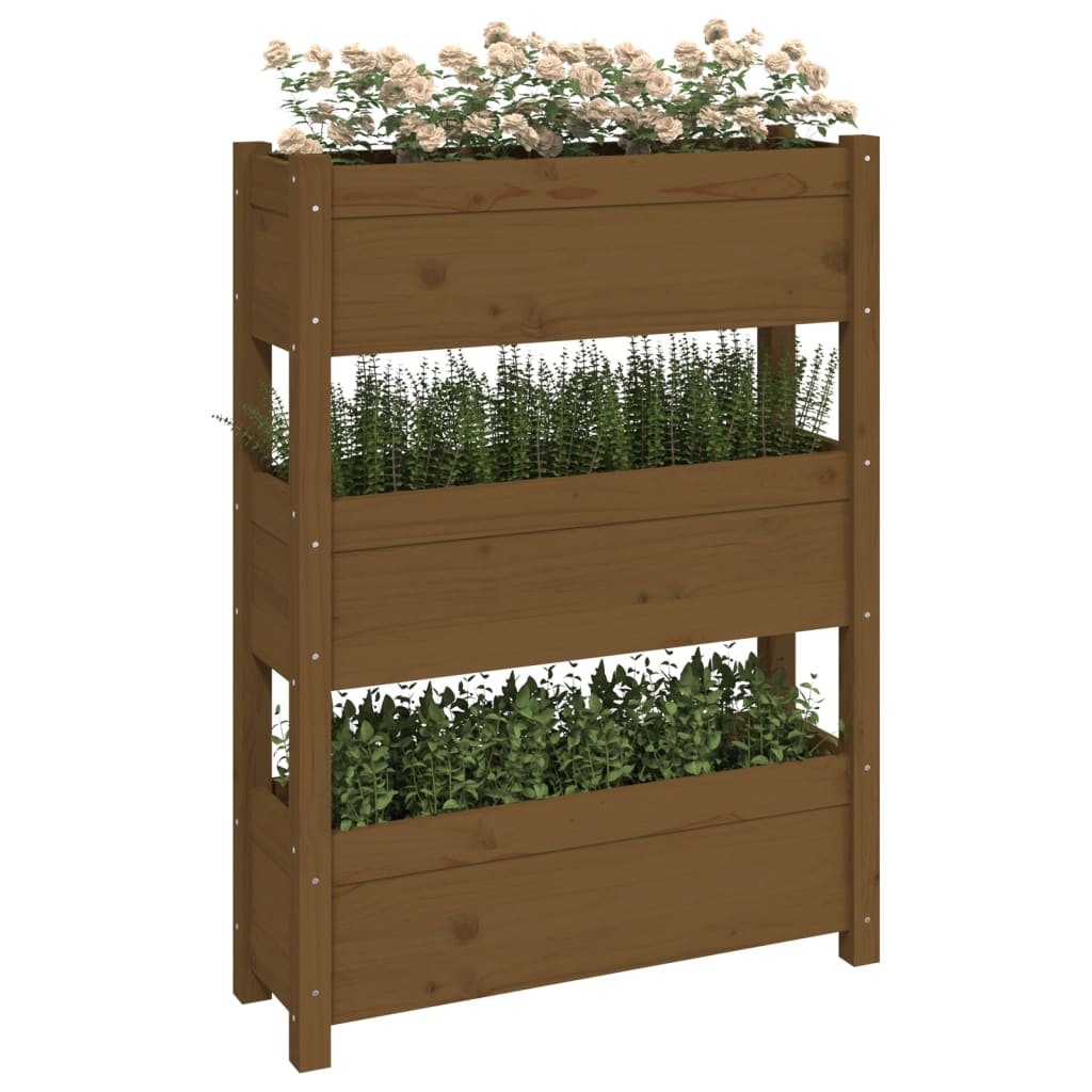vidaXL Jardinière Bois de pin massif Marron miel 77x25x104,5 cm